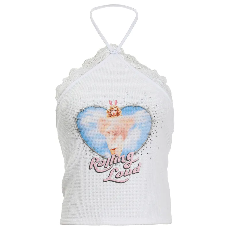 RL X Boys Lie White Lace Halter made by Rolling Loud Merch