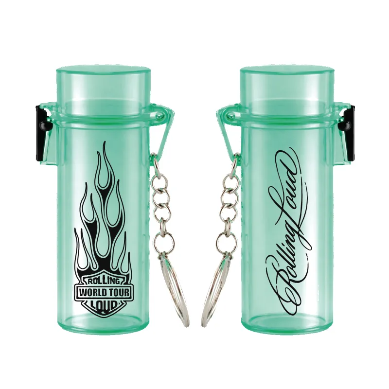RL Flames Logo Lighter Case Green Keychain made by Rolling Loud Merch