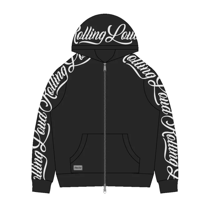 RL World Tour Script Tape Black Zip Hoodie sold by Rolling Loud Merch