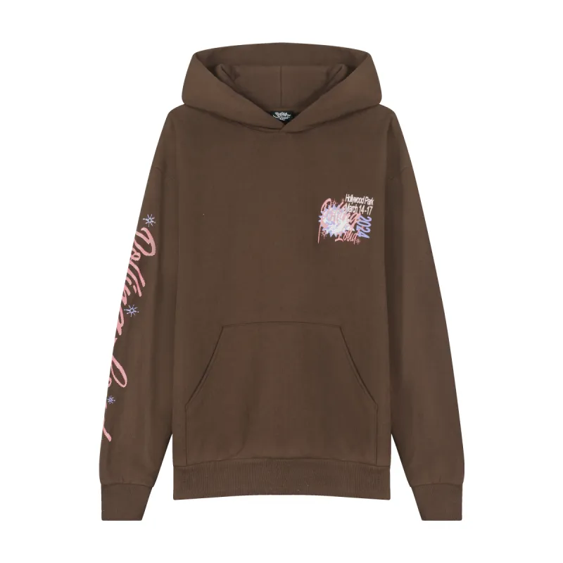 RL LA 24 Bulletin Lineup Brown PO Hoodie sold by Rolling Loud Merch
