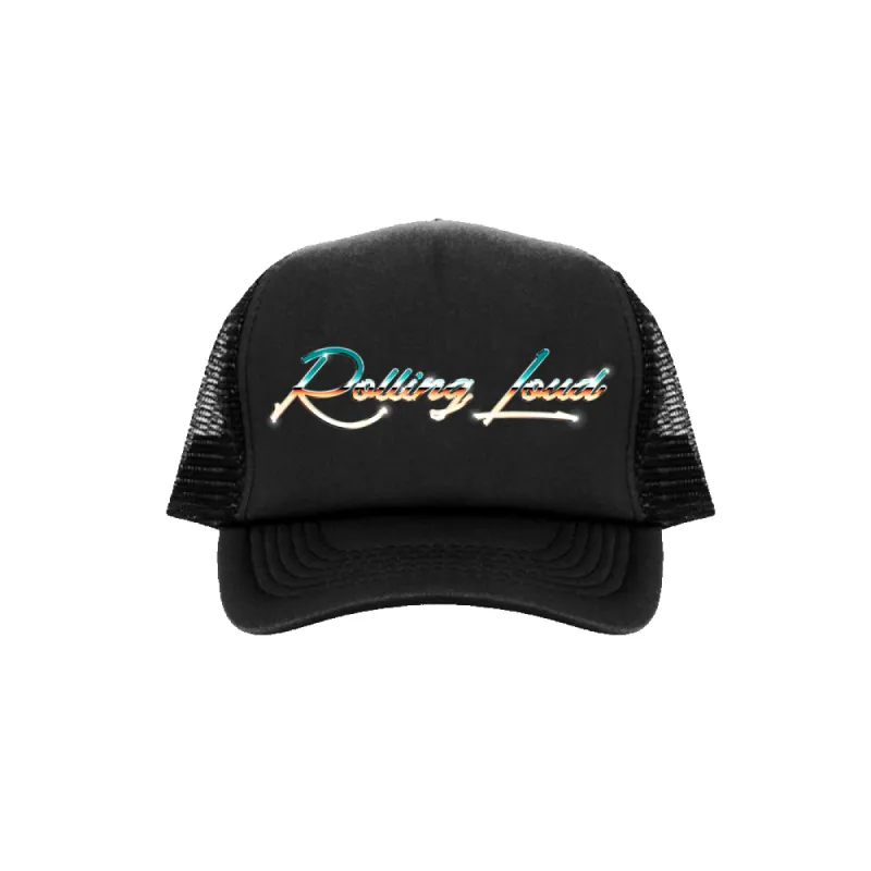 RL 80'S Chrome Trucker Hat Black sold by Rolling Loud Merch