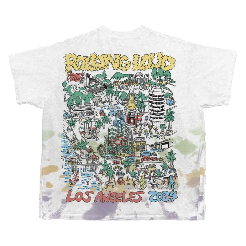 RL LA 24 Tour Guide Tiedye Tee sold by Rolling Loud Merch