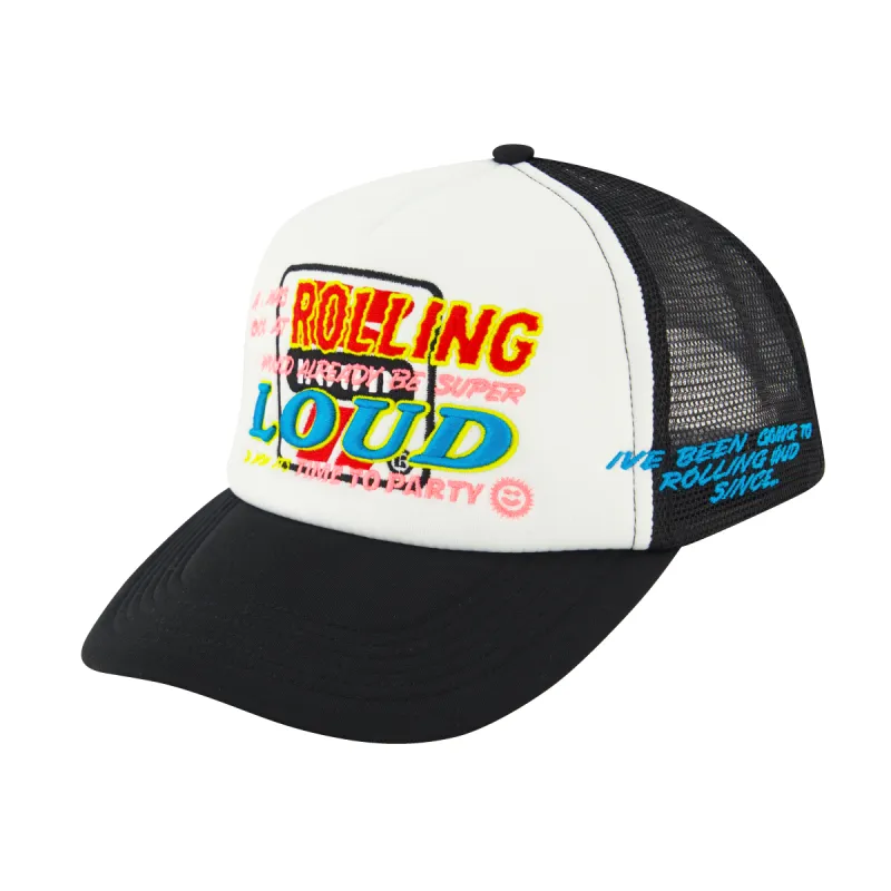RL Racing Disco White/Black Trucker Hat sold by Rolling Loud Merch