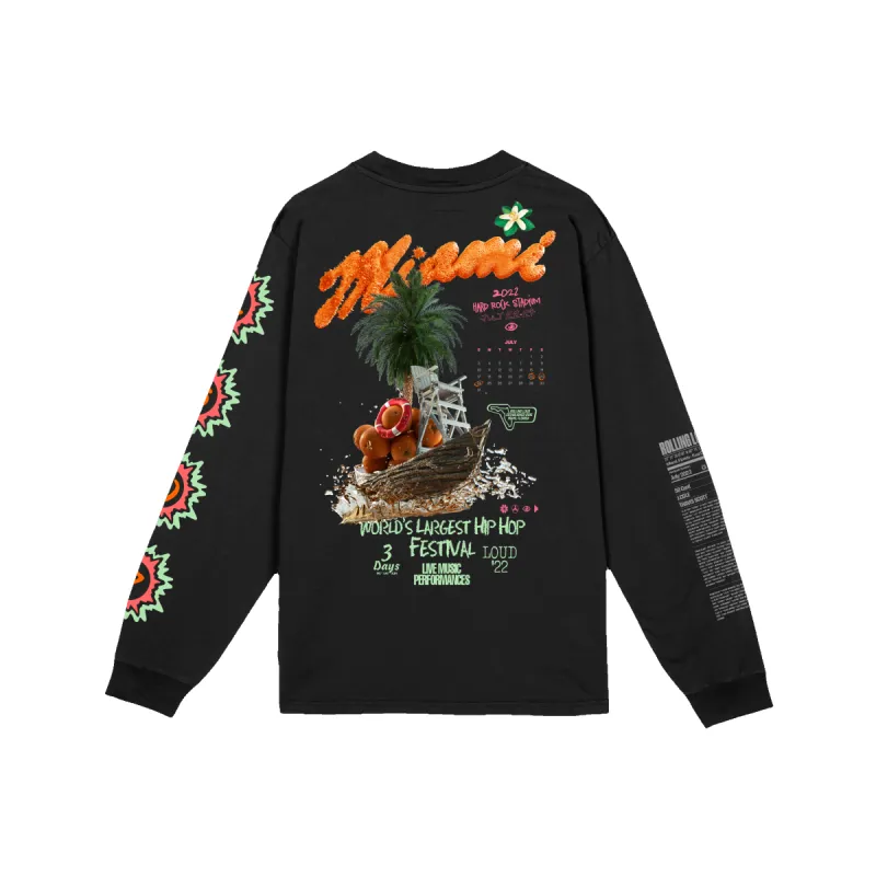 Splash Raft Long Sleeve Black Tee Miami 22 sold by Rolling Loud Merch