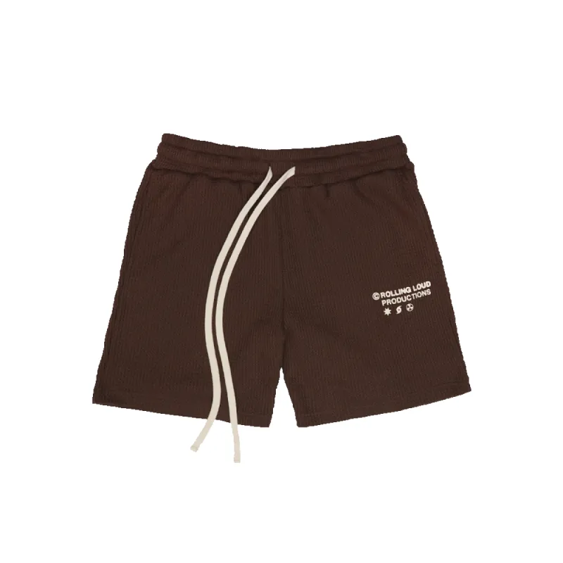 RL Productions Waffle Shorts Brown sold by Rolling Loud Merch
