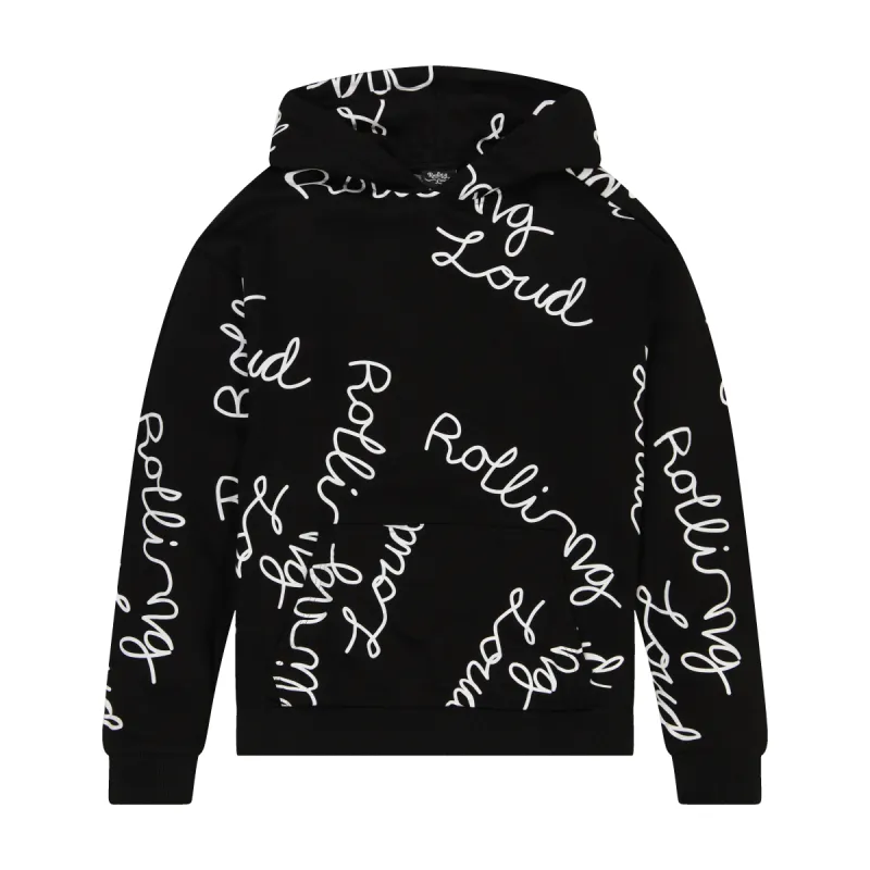 AOP Script Hoodie Black sold by Rolling Loud Merch
