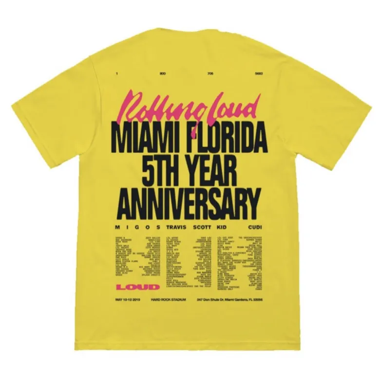 Stacked Logo Yellow SS Tee sold by Rolling Loud Merch