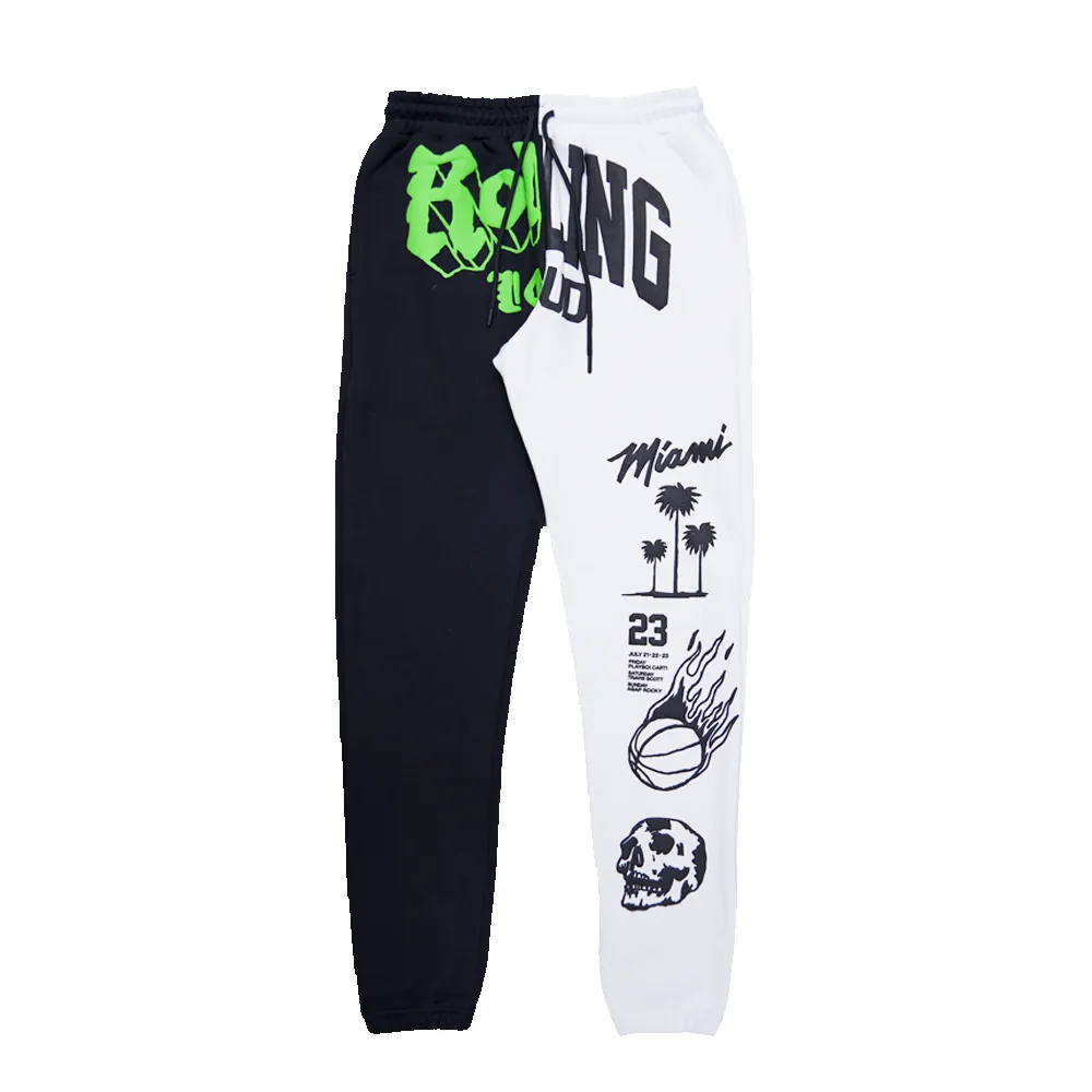 RL Miami 23 Double Trouble Split Black & White Sweatpants sold by Rolling Loud Merch