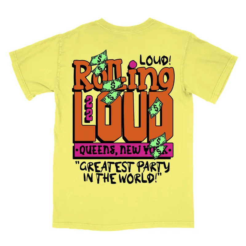 RL Money T Shirt Yellow NYC 22 sold by Rolling Loud Merch