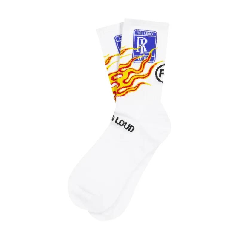 RL Burn Loud White Socks sold by Rolling Loud Merch