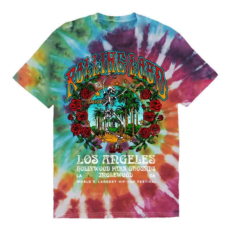 RL LA 24 Sunshine State. Tiedye Tee sold by Rolling Loud Merch