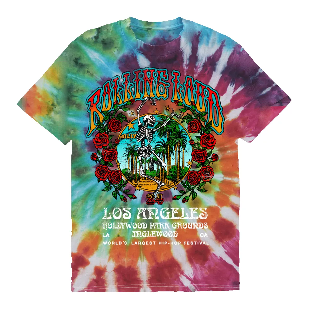 RL LA 24 Sunshine State. Tiedye Tee sold by Rolling Loud Merch