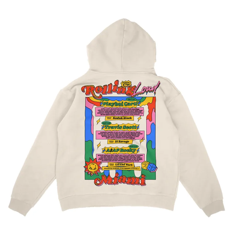 Exclusive Miami 23 Line Up Hoodie Bone sold by Rolling Loud Merch