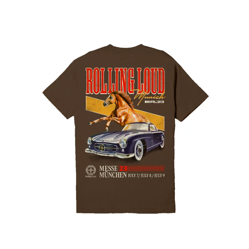 RL Munich 23 High Horse Brown Tee sold by Rolling Loud Merch