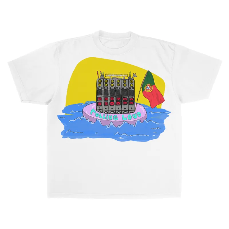 RL Portugal 23 Speaker Island White Lineup Tee sold by Rolling Loud Merch