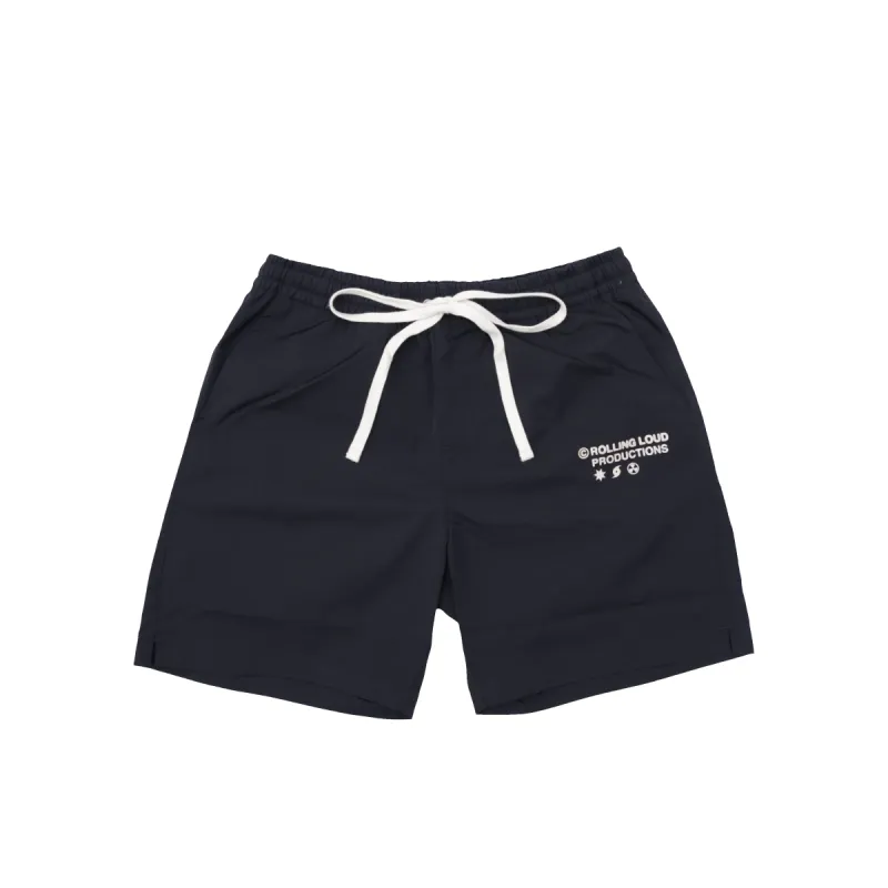 RL Productions Iridescent Black Nylon Shorts sold by Rolling Loud Merch