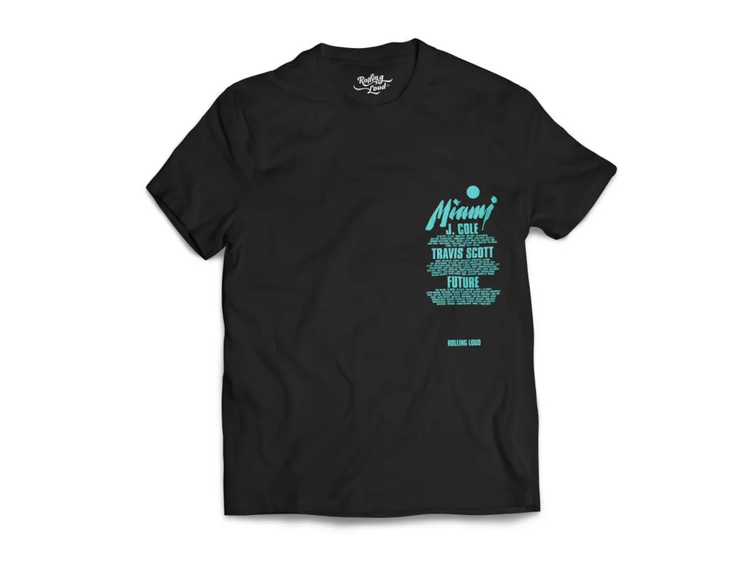 Rolling Loud Miami Black/Green Lineup Tee sold by Rolling Loud Merch