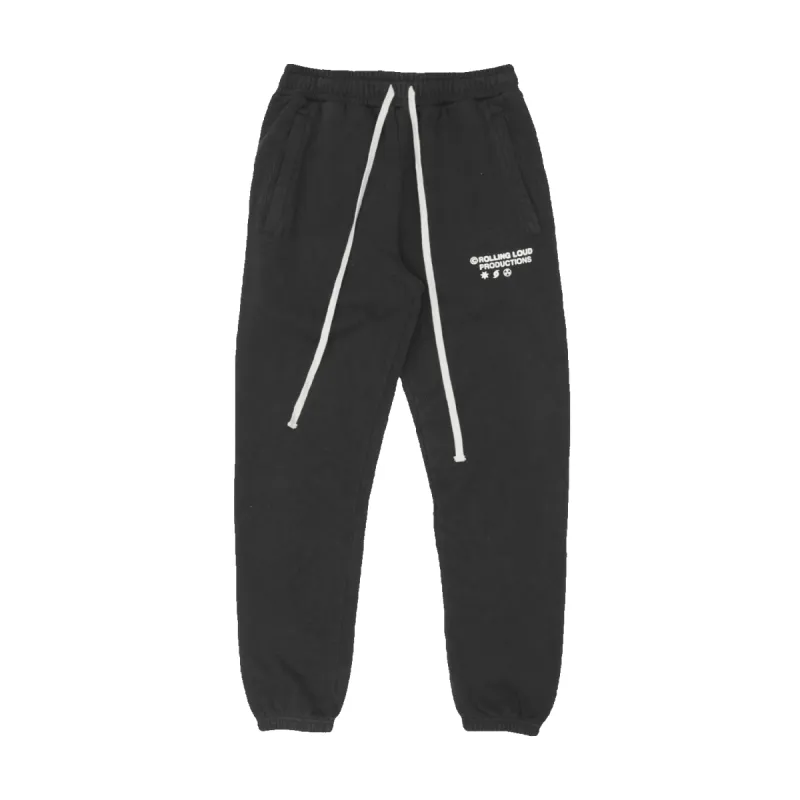 RL Productions Black French Terry Sweatpants sold by Rolling Loud Merch