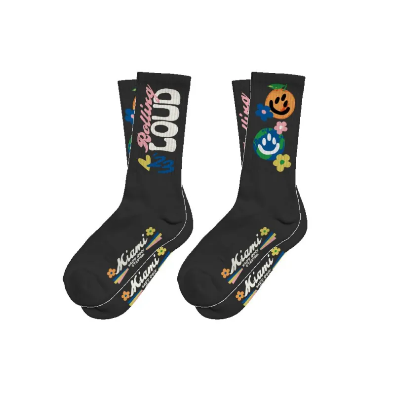 RL Miami 23 Happy Citrus Washed Black Sock sold by Rolling Loud Merch