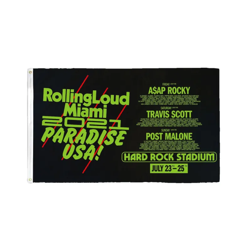 Miami 2021 Paradise USA Flag sold by Rolling Loud Merch