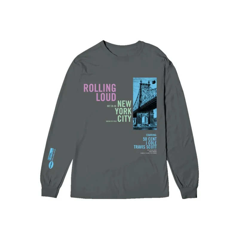 QB Long Sleeve Vintage Washed Tee NYC 2021 sold by Rolling Loud Merch