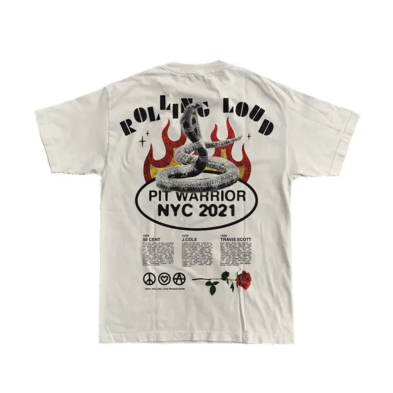 Pit Warrior NYC 2021 White Tee sold by Rolling Loud Merch