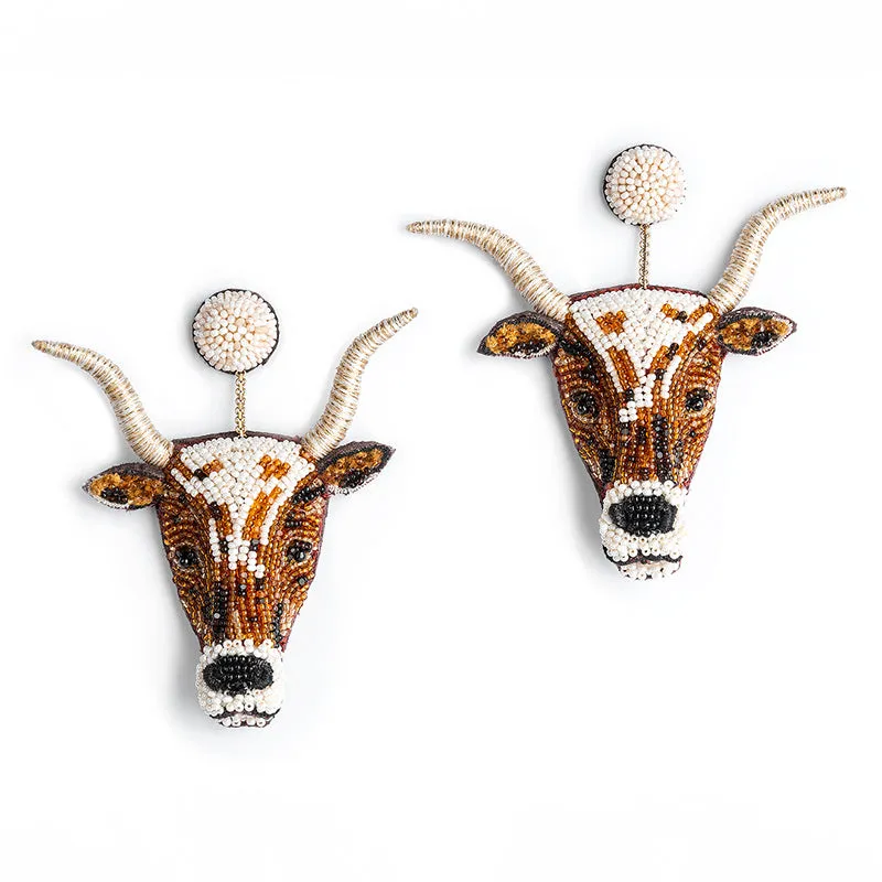 Longhorn Earrings made by Deepa Gurnari