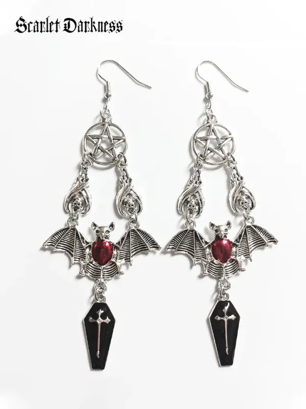 Scarlet Darkness Gothic Bat Vampire Earrings made by Scarlet Darkness