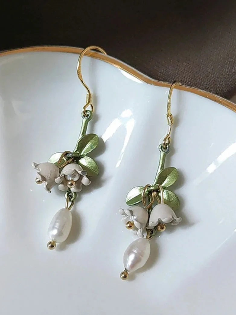 Lily of the Valley Pearl Earrings sold by Scarlet Darkness product image thumbnail 2