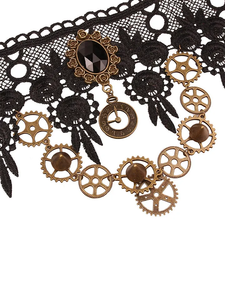 Steampunk Gear Lace Chocker sold by Scarlet Darkness product image thumbnail 4