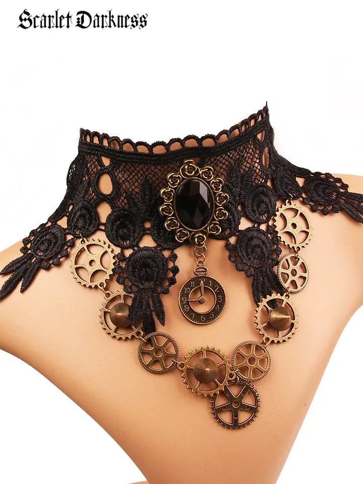 Steampunk Gear Lace Chocker sold by Scarlet Darkness