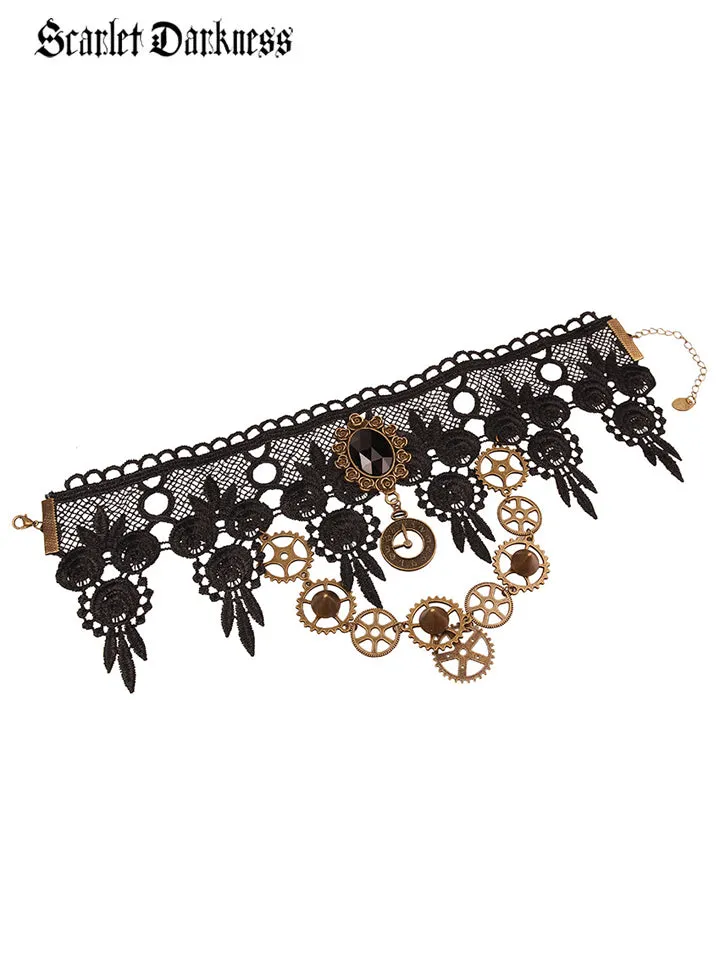 Steampunk Gear Lace Chocker sold by Scarlet Darkness product image thumbnail 3