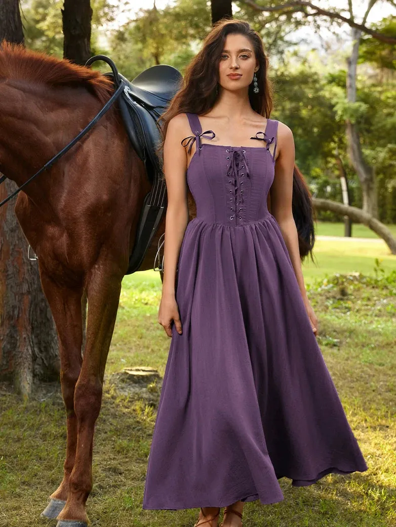 Renaissance Wide Straps Bodice Flared Pockets Dress sold by Scarlet Darkness product image thumbnail 2