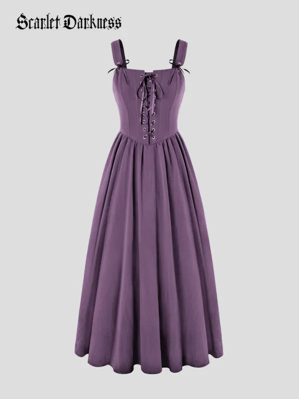 Renaissance Wide Straps Bodice Flared Pockets Dress made by Scarlet Darkness
