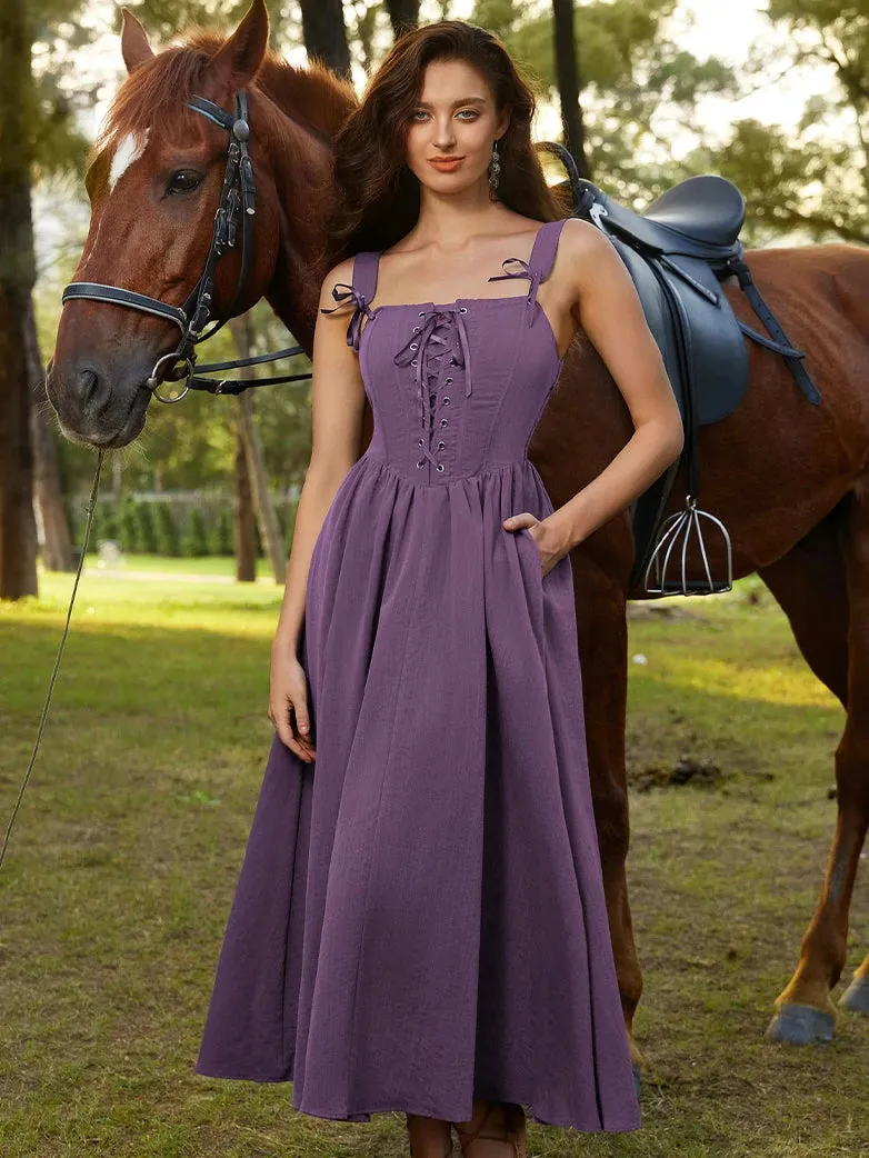 Renaissance Wide Straps Bodice Flared Pockets Dress sold by Scarlet Darkness product image thumbnail 4