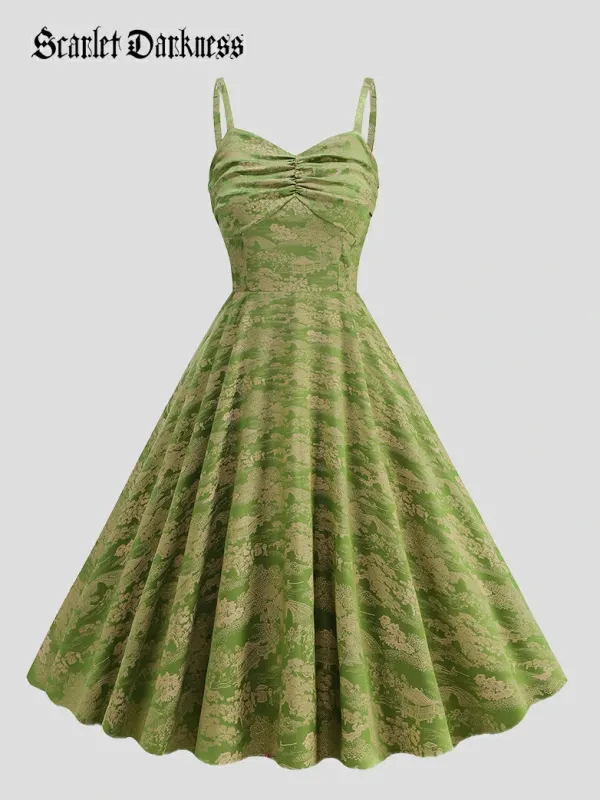 Vintage Jacquard Swing Midi Milkmaid Dress made by Scarlet Darkness