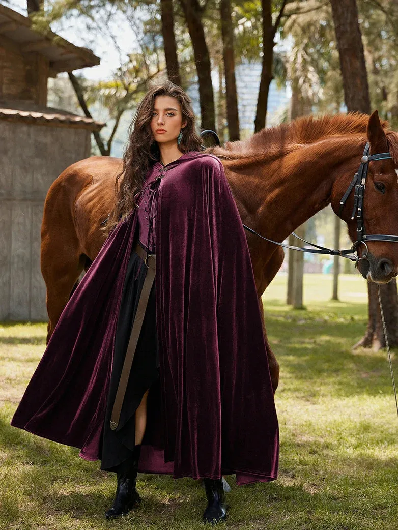 Medieval Warrior Cloak Renaissance Velvet Hooded Cape sold by Scarlet Darkness product image thumbnail 2