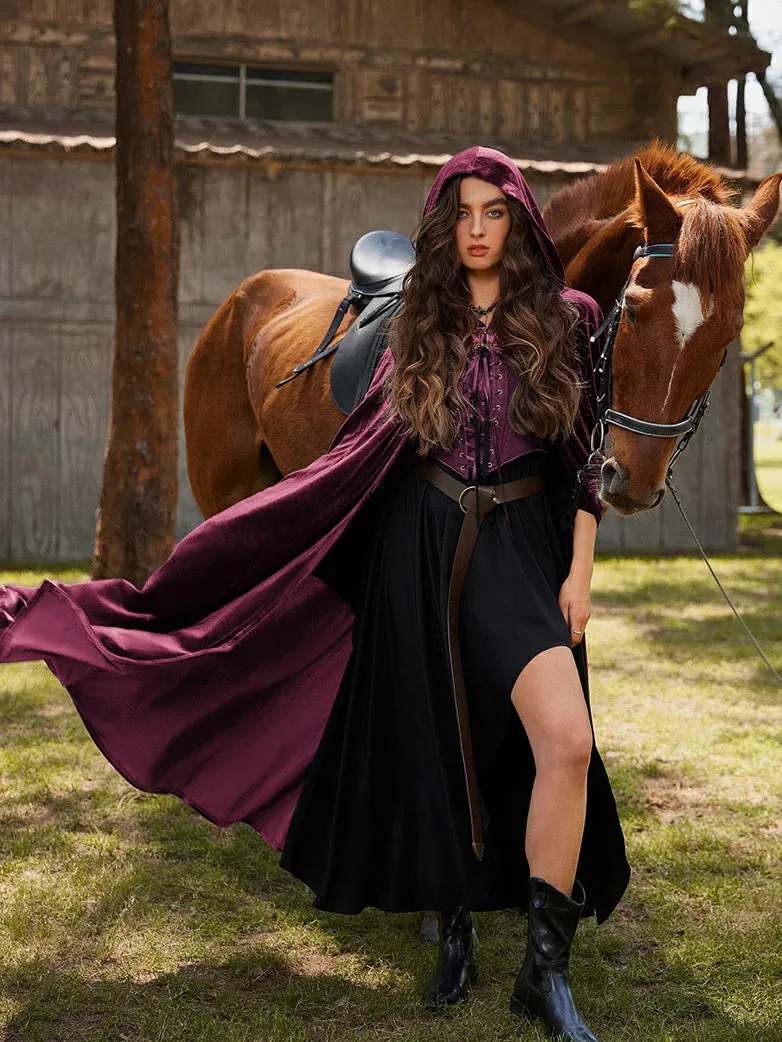 Medieval Warrior Cloak Renaissance Velvet Hooded Cape sold by Scarlet Darkness product image thumbnail 3