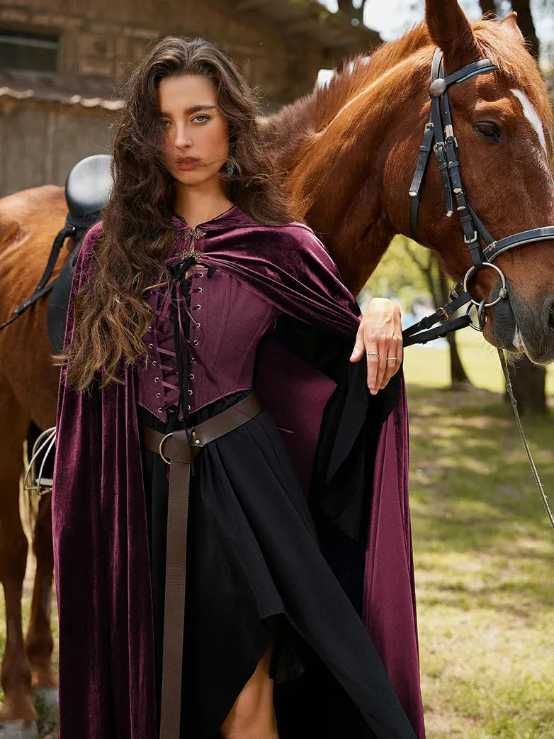 Medieval Warrior Cloak Renaissance Velvet Hooded Cape sold by Scarlet Darkness product image thumbnail 4
