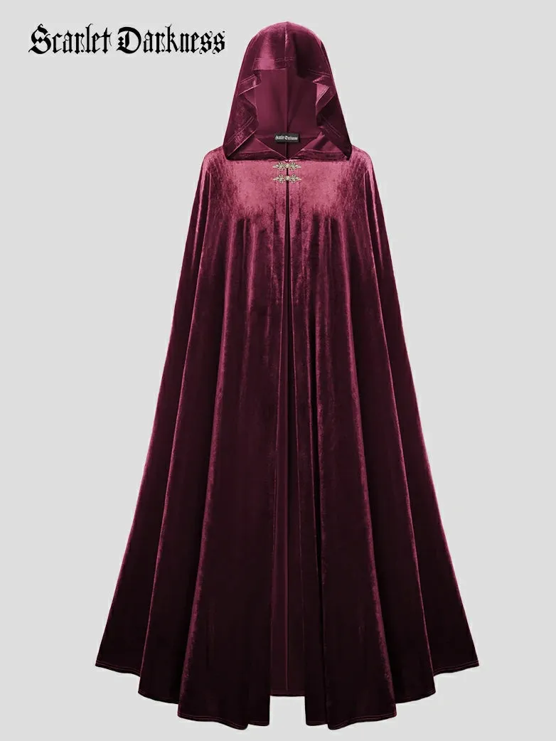Medieval Warrior Cloak Renaissance Velvet Hooded Cape sold by Scarlet Darkness