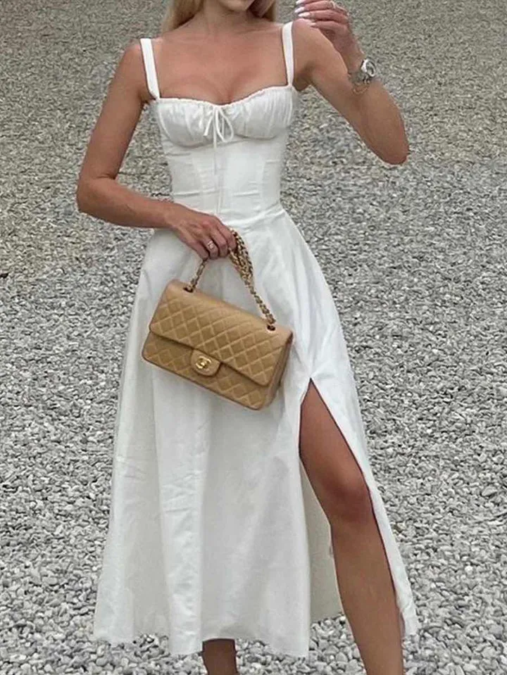 New Ruched Bust Split Thigh Cami Sundress for Party sold by Scarlet Darkness product image thumbnail 4