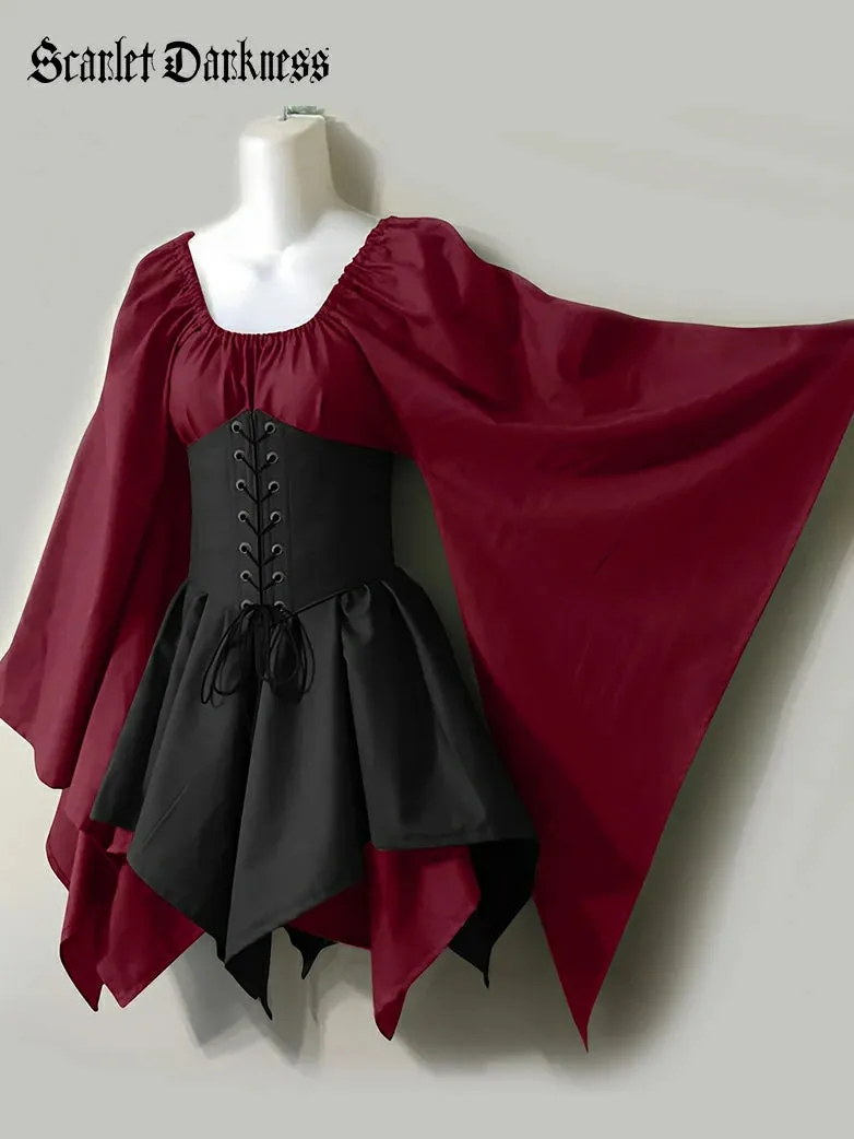 Renaissance Bell Sleeve Belt Spliced Midi Dress sold by Scarlet Darkness product image thumbnail 4