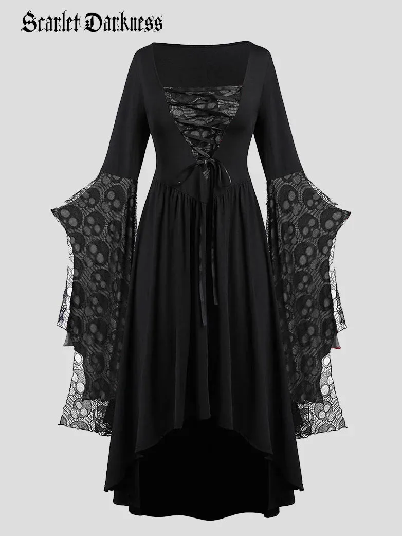 S-3XL Gothic Halloween Bat Sleeve Irregular Dress sold by Scarlet Darkness product image thumbnail 2