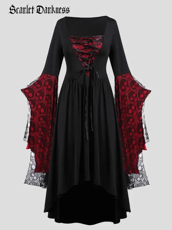 S-3XL Gothic Halloween Bat Sleeve Irregular Dress made by Scarlet Darkness