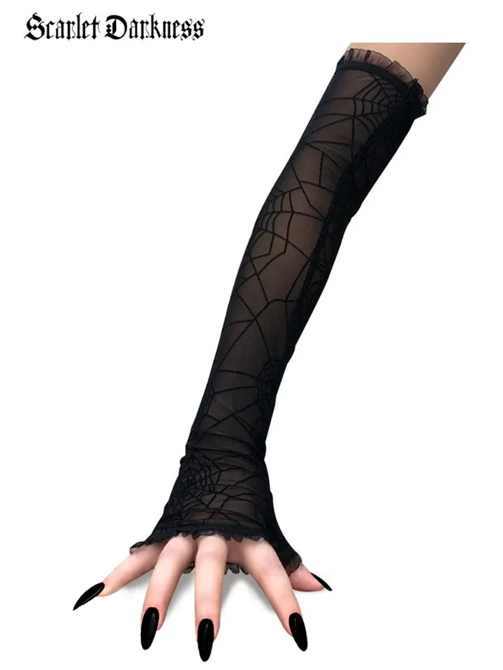 Gothic Spider Fingerless Gloves sold by Scarlet Darkness