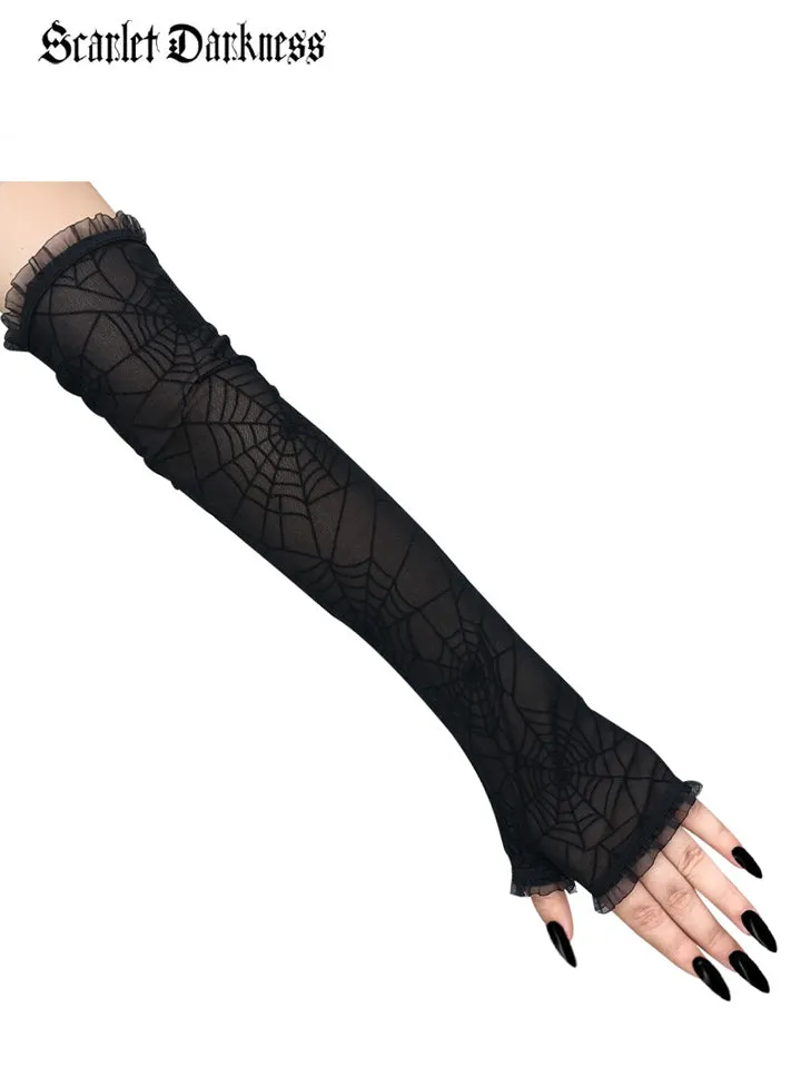 Gothic Spider Fingerless Gloves sold by Scarlet Darkness product image thumbnail 3