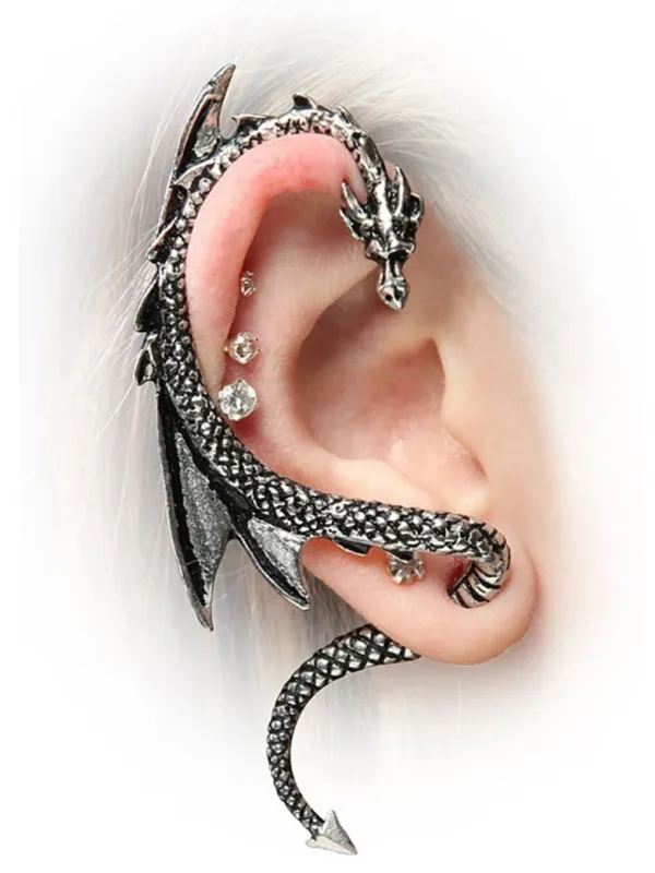 Retro Punk Flying Dragon Earrings made by Scarlet Darkness