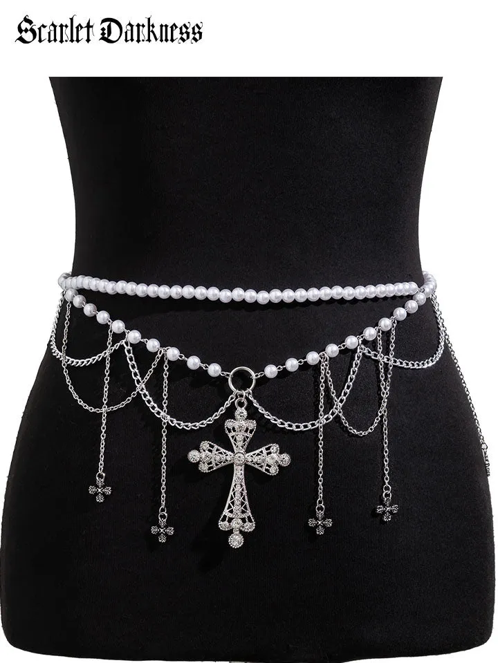 Gothic Pearl Tassel Waist Chain sold by Scarlet Darkness product image thumbnail 4