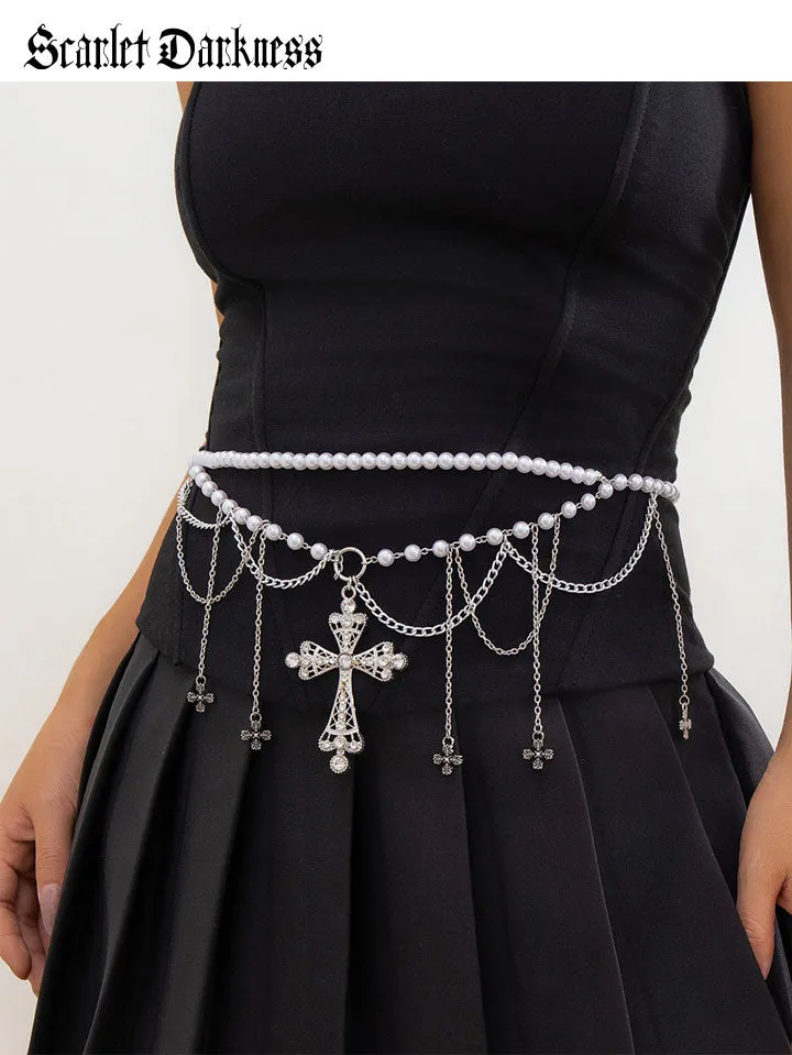 Gothic Pearl Tassel Waist Chain sold by Scarlet Darkness