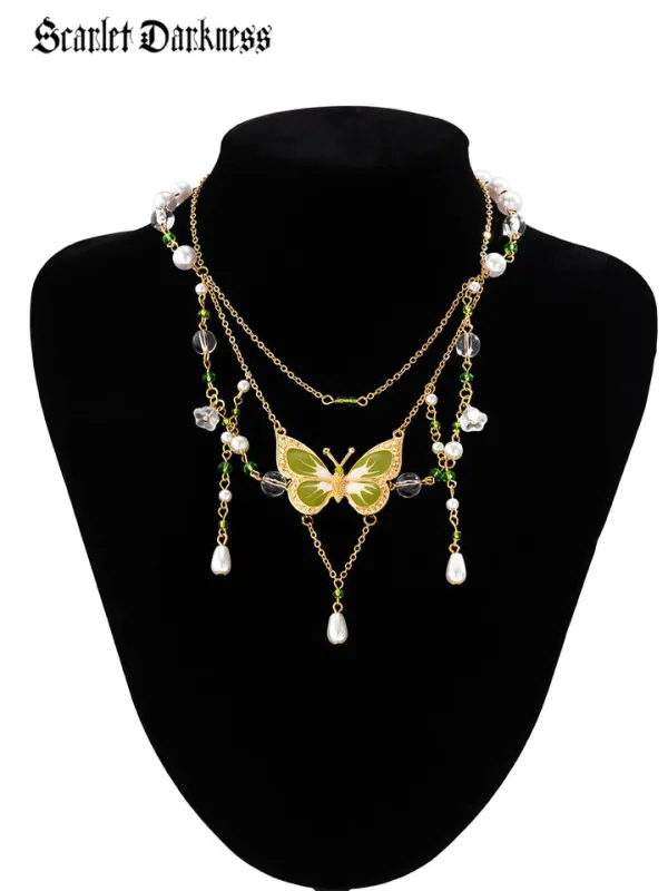 Fantasy Green Butterfly Necklace made by Scarlet Darkness